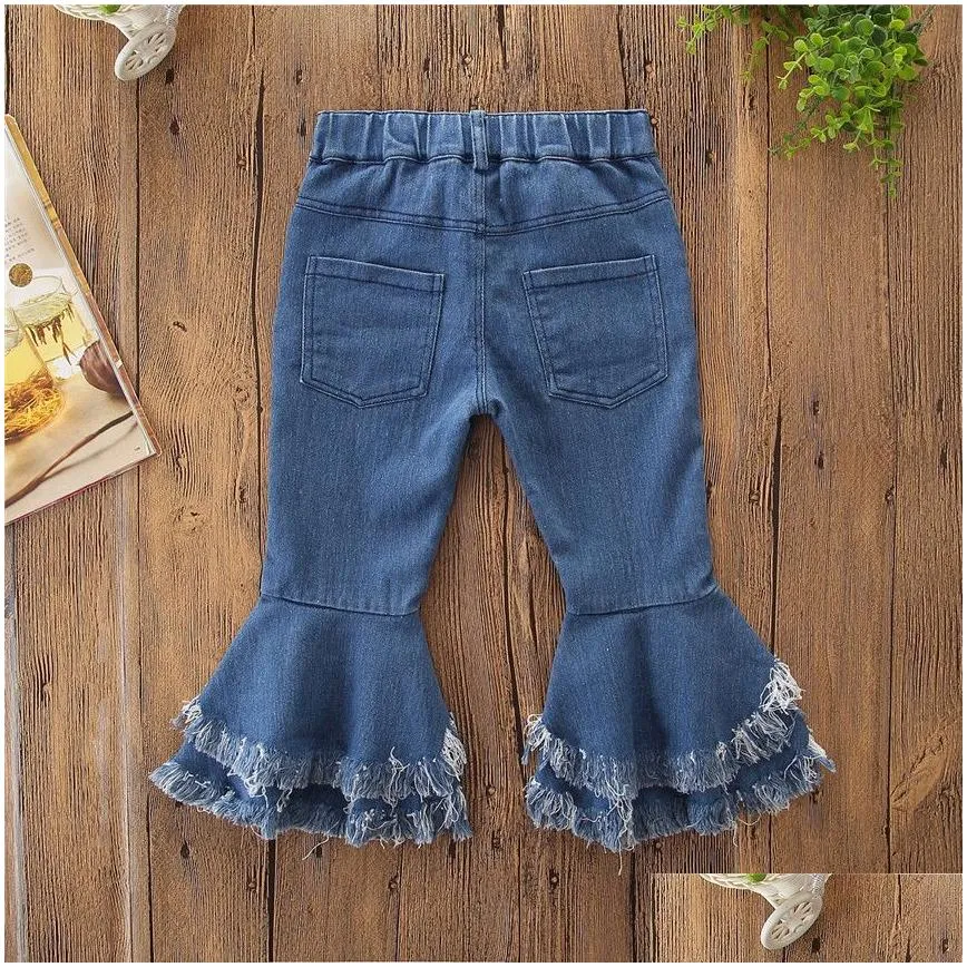 Girls Pants Europe and America Fashion Style Jeans Flared Trousers Children Toddler Baby Kids Denim Bell Bottom Boot Cut Pants