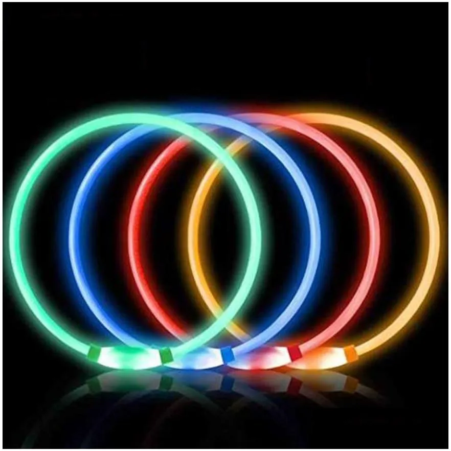 LED Flash Dog Collars Light Up Puppy Neckcollar Glowing Necklace for Small Medium Large Pet USB Rechargeable Cuttable