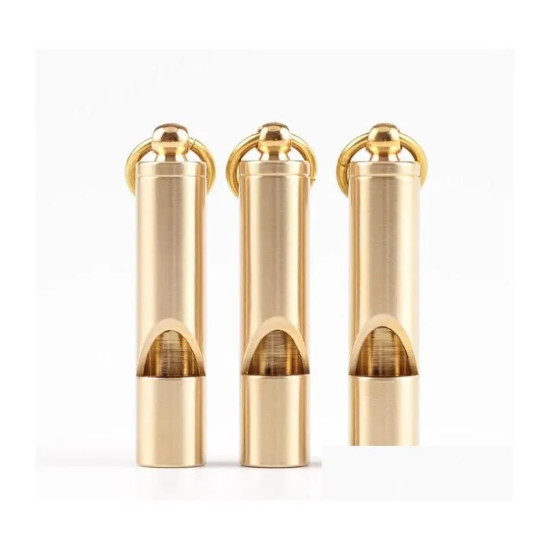 Loud Brass Whistle Portable Emergency Whistle Outdoor Survival Whistle Hiking Tools Party Noise Maker Favors Gift Present gold