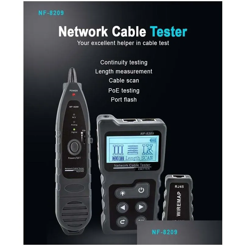 NF-8209 RJ45 Cable Tracker Diagnostic Tools POE Network Wire Checker Test Tool Scan Cables Wiremap UTP Tester