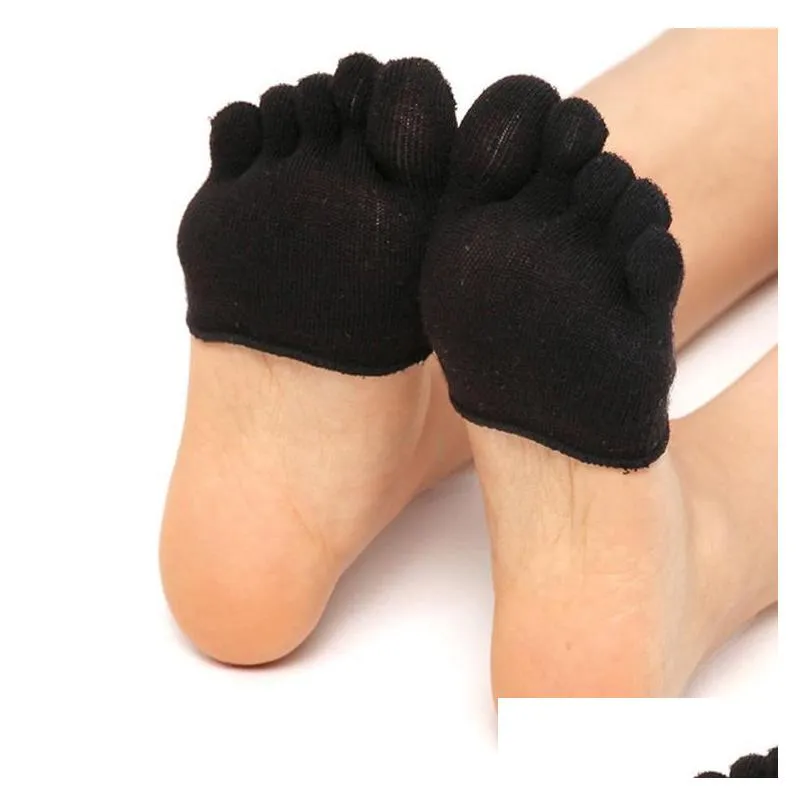 Women Invisible Yoga Gym Non Slip Toe Socks Half Grip Heel Five Finger Socks Calcetines