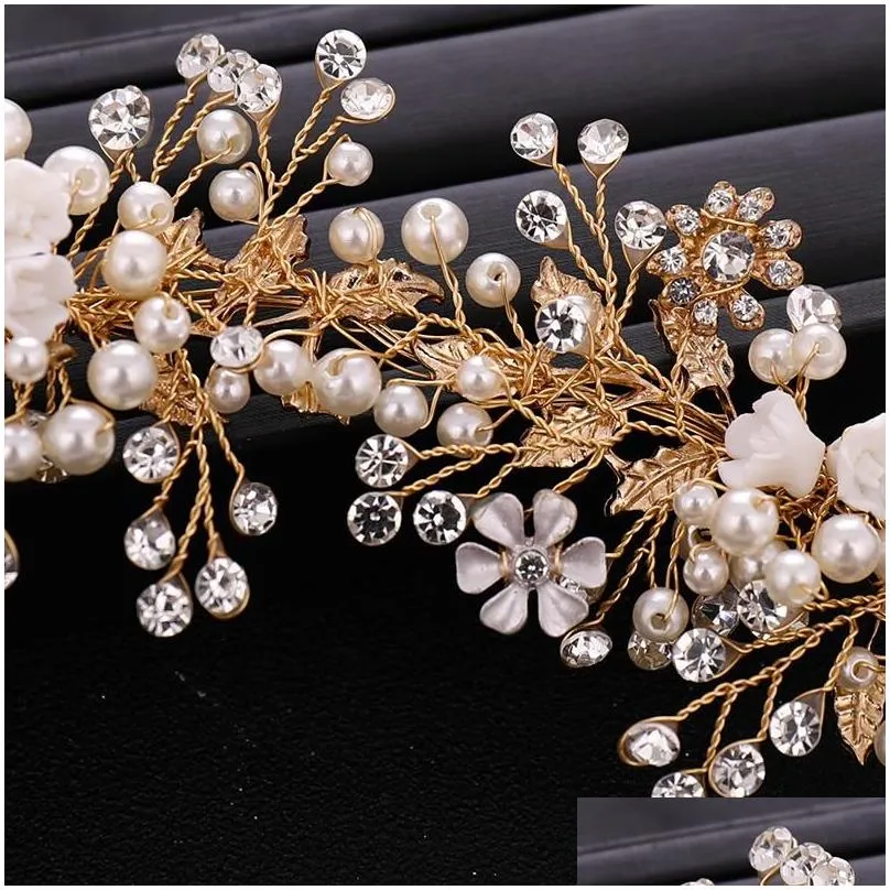 Hair Clips & Barrettes Flower Rhinestone For Women Rose Gold Color Pins Bride Wedding Accessories Ornaments Jewelry Bridal Headpiece