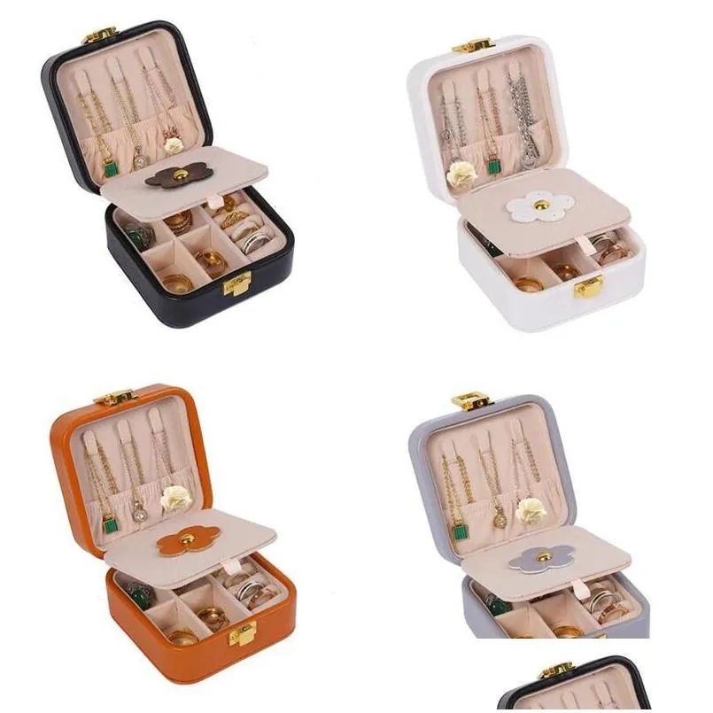 Travel Jewelry Box PU Leather Jewelry Storage Case Portable Jewellery Display Boxes Ideal Gift for Girlfriend and Wife with Mirror