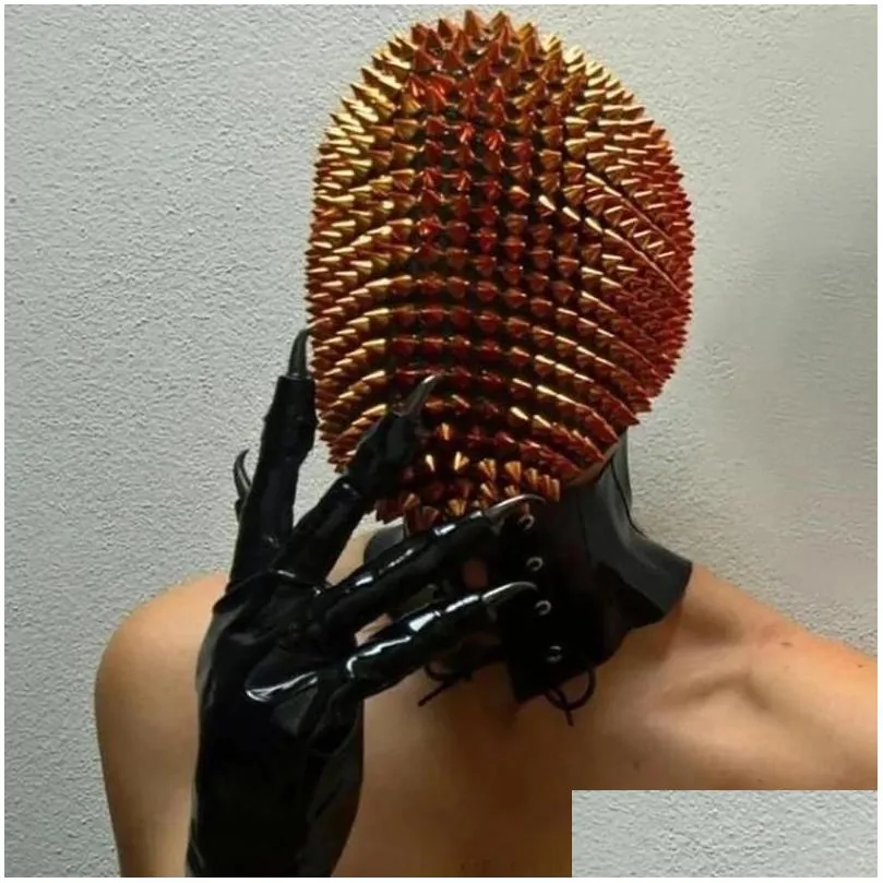 Party Masks Studded Spikes Full Face Jewel Margiela Mask Halloween Cosplay Funny Supplie Head Wear Cover