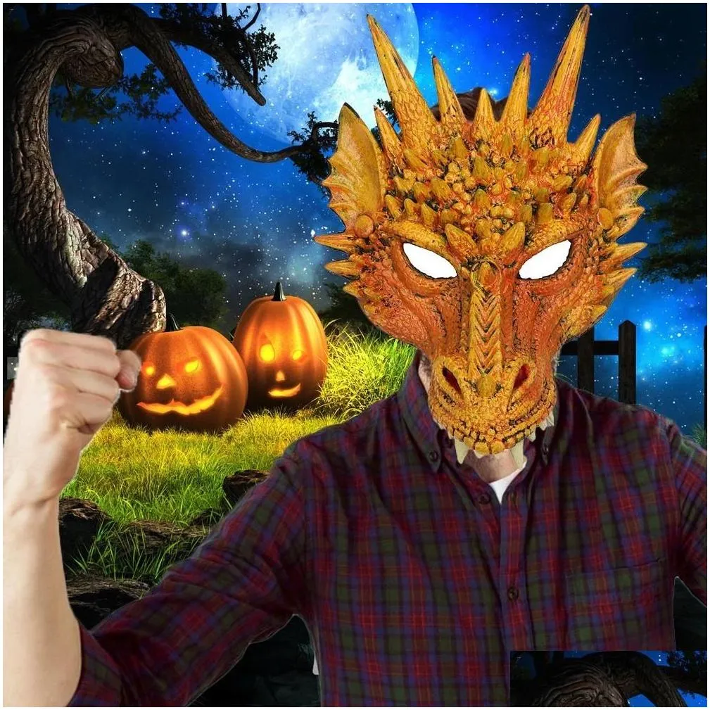 New Halloween Props 3D Dragon Mask Half Face Masks For Kids Teens Halloweens Costume Party Decorations Adult Dragons Cosplay Prop