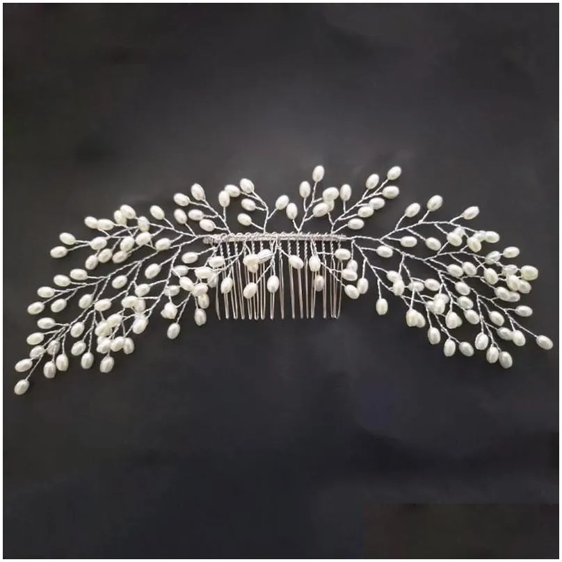 Rhinestone Flower Leaf Bridal Hair Comb For Girls Crystal Ornaments Jewelry Wedding Accessories Women Headpieces 2022 Clips &