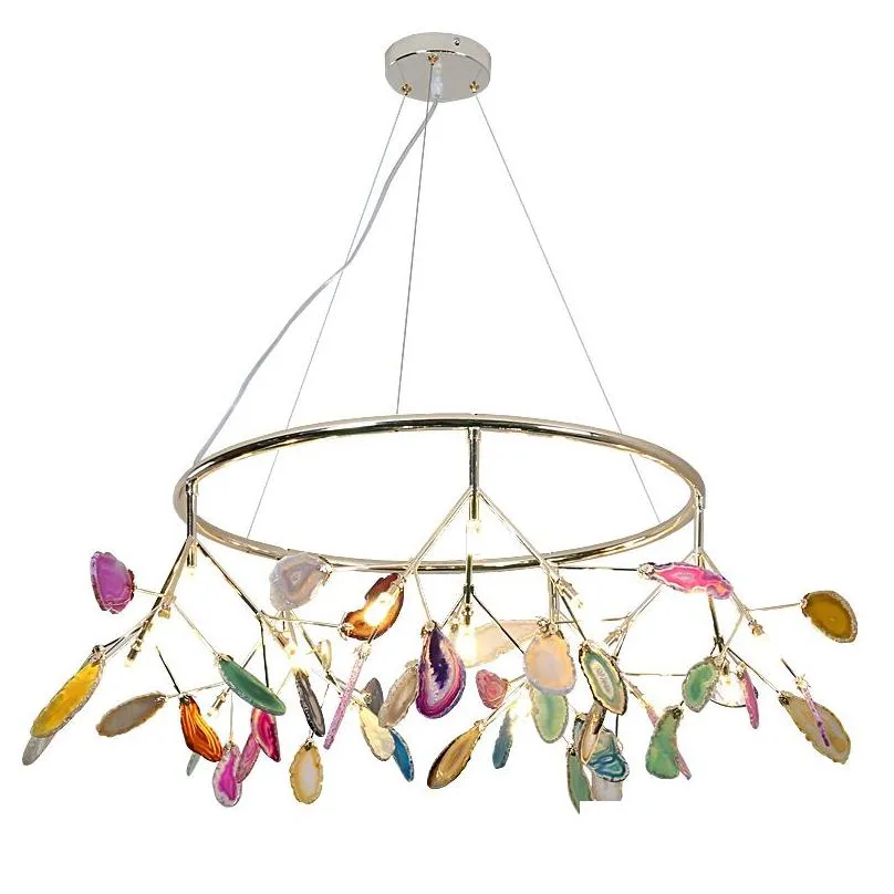 Creative Colorful Agate Firefly Chandelier G4 Luminaria Led Chandelier Lustre Chandelier Lighting Lamparas For Dining Room