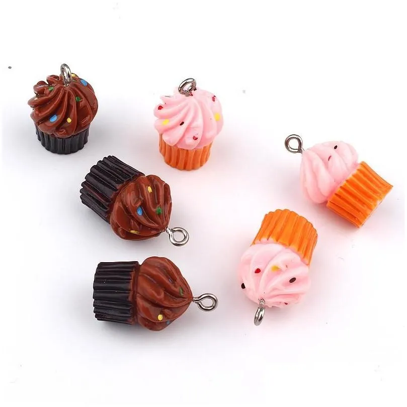 Charms 5pcs/lot Chocolate Cake Cream Resin For Earring Findings 3D Charm Food Eardrop Keychian Pendant Jewelry Accessory