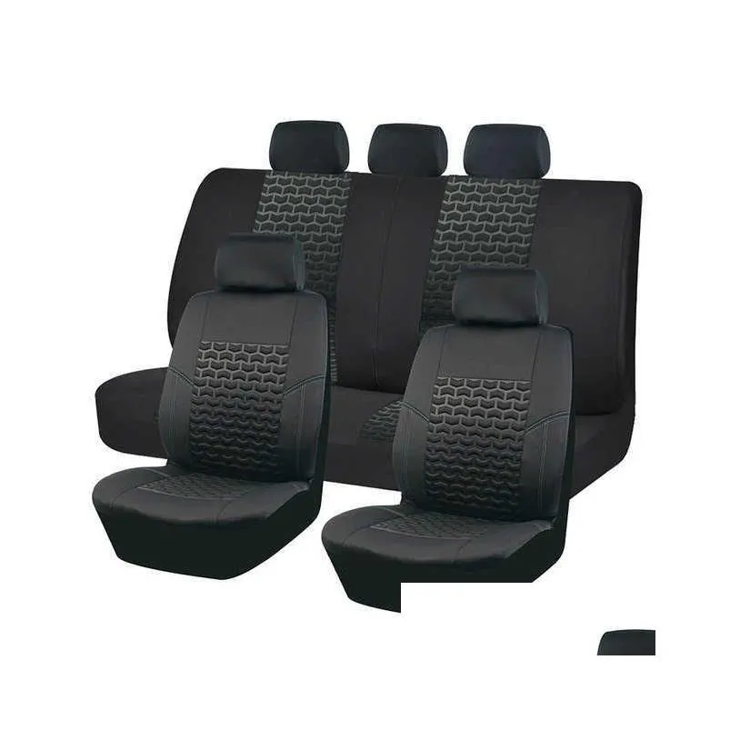 Black Universal 4mm Sponge Car Seat Covers Sporty Design With Three Zipper Rear Seat Split Car Accessories Interior