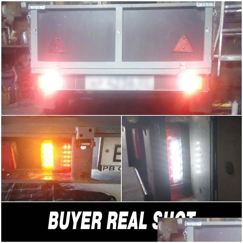 Car Lamp 26LED Submersible Trailer Lights Stop Tail Turn Signal Light License Number Plate For Boat Trailers Truck RV Bulbs