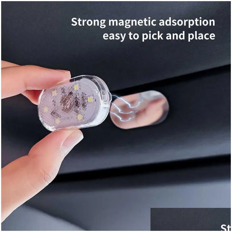 Rechargeable Magnetic Touch Light Car Roof Magnets Ceiling Lamp Indoor Car Lighting Night Reading Light Car Interior Accessories