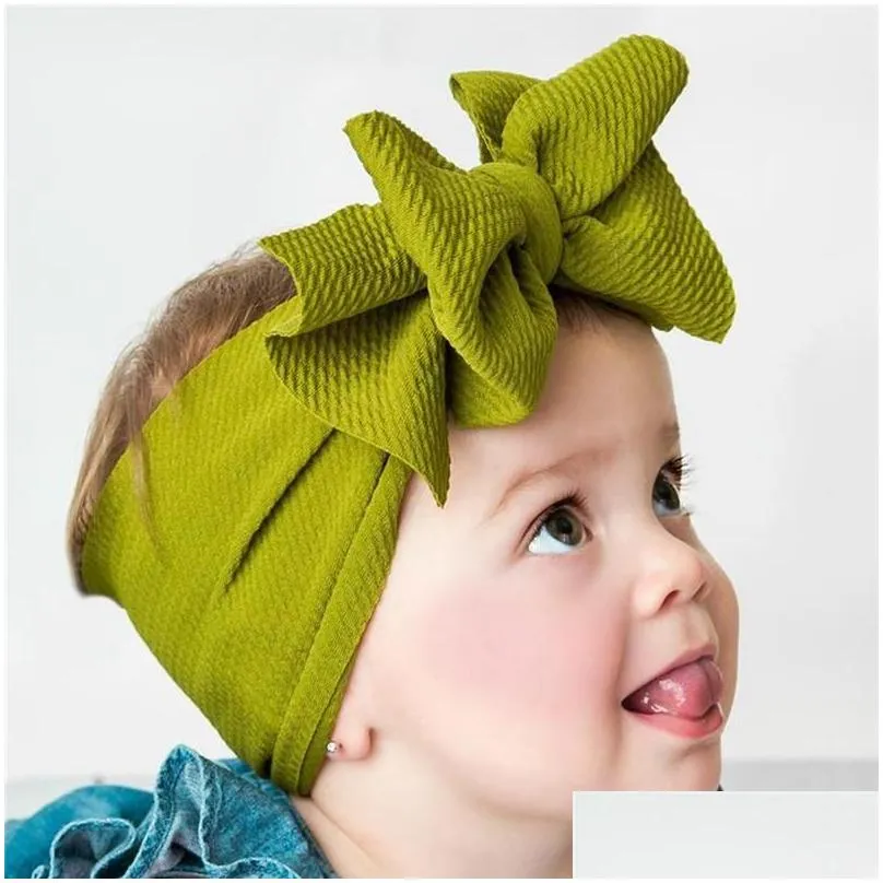 fashion baby girls big bow headbands elastic bowknot hairbands headwear kids headdress head bands born turban head wraps wkha01