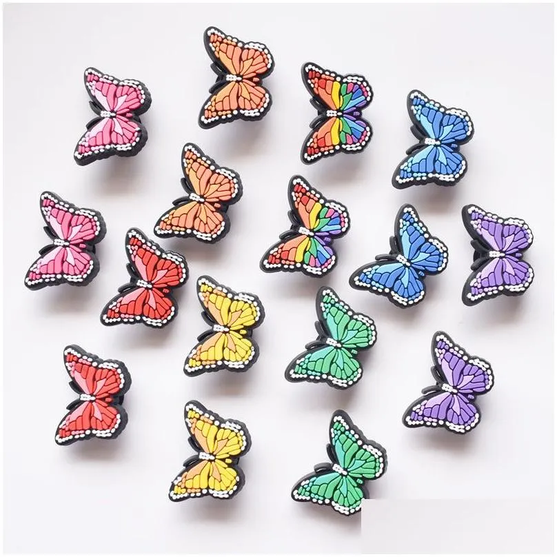 Butterfly clog Charms Pvc Shoe Buckcle Decoration Clog Charm Accessories Birthday Gift for Children Adult