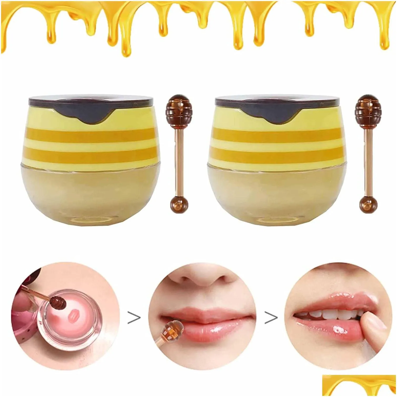 Natural Lip Balm Honey Pot Strawberry Propolis Moisturizing Hydrating Prevention Dry and Cracked Lip Scrubs Exfoliator