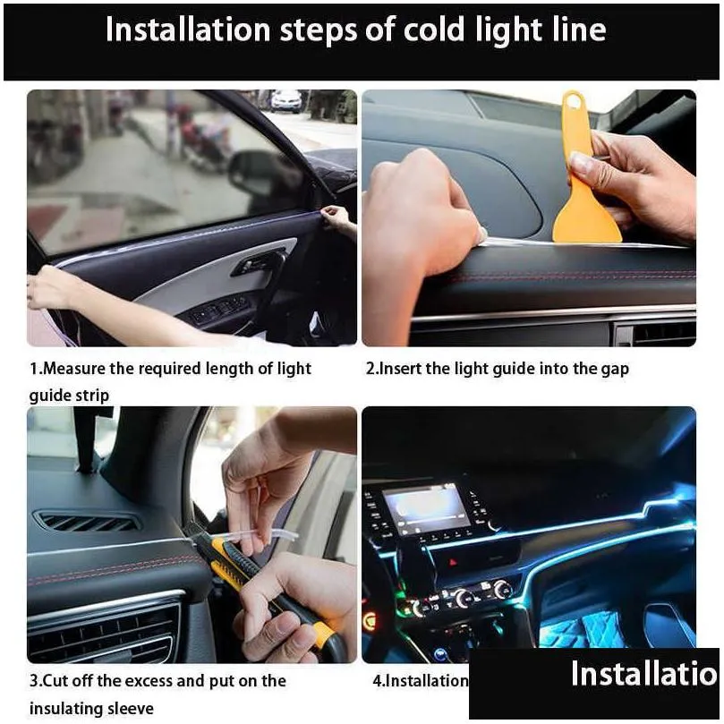 New 10m Automobile Atmosphere Lamp Car Interior Lighting LED Strip Decoration Garland Wire Rope Tube Line Flexible Neon Light USB