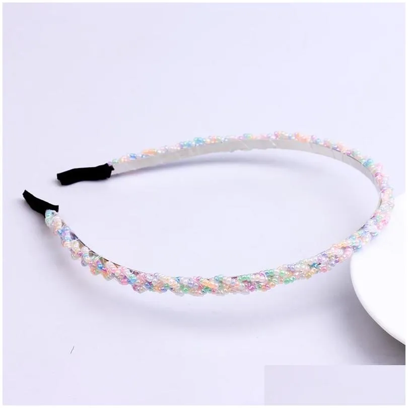 Crystal Headband Hair Accessories For Women Twisted Handmade Colorful Beaded Designer Hairbands Wholesale Bow Hoop Head Bands Clips &