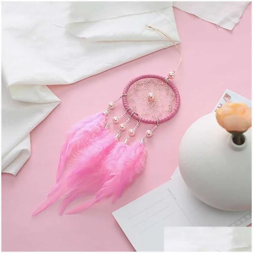 New Dream Catcher Car Hanging Decoration Rear Mirror Feather Car Mirror Pendant Car Accessories Girl Home Car Interior Decoration Car