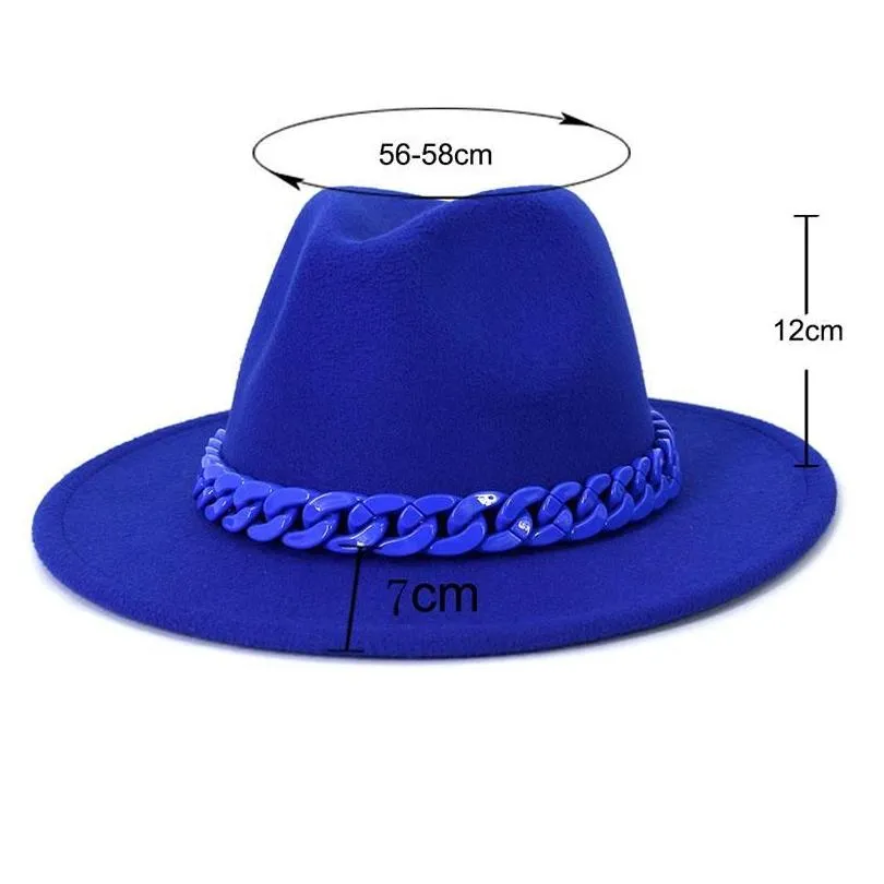 Berets Women`s Hat Fedoras Men`s Autumn Winter Felt Warm Panama With Chain Fashion 2021 Chapel Beach Wedding Picture Black Designer