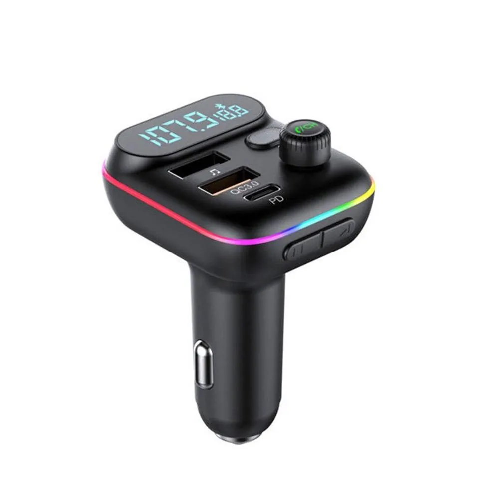 T70 FM Transmitter MP3 Player PD 18W Type C QC3.0 USB  Car Wireless-compatible 5.0 Handsfree Wireless FM Transmitter