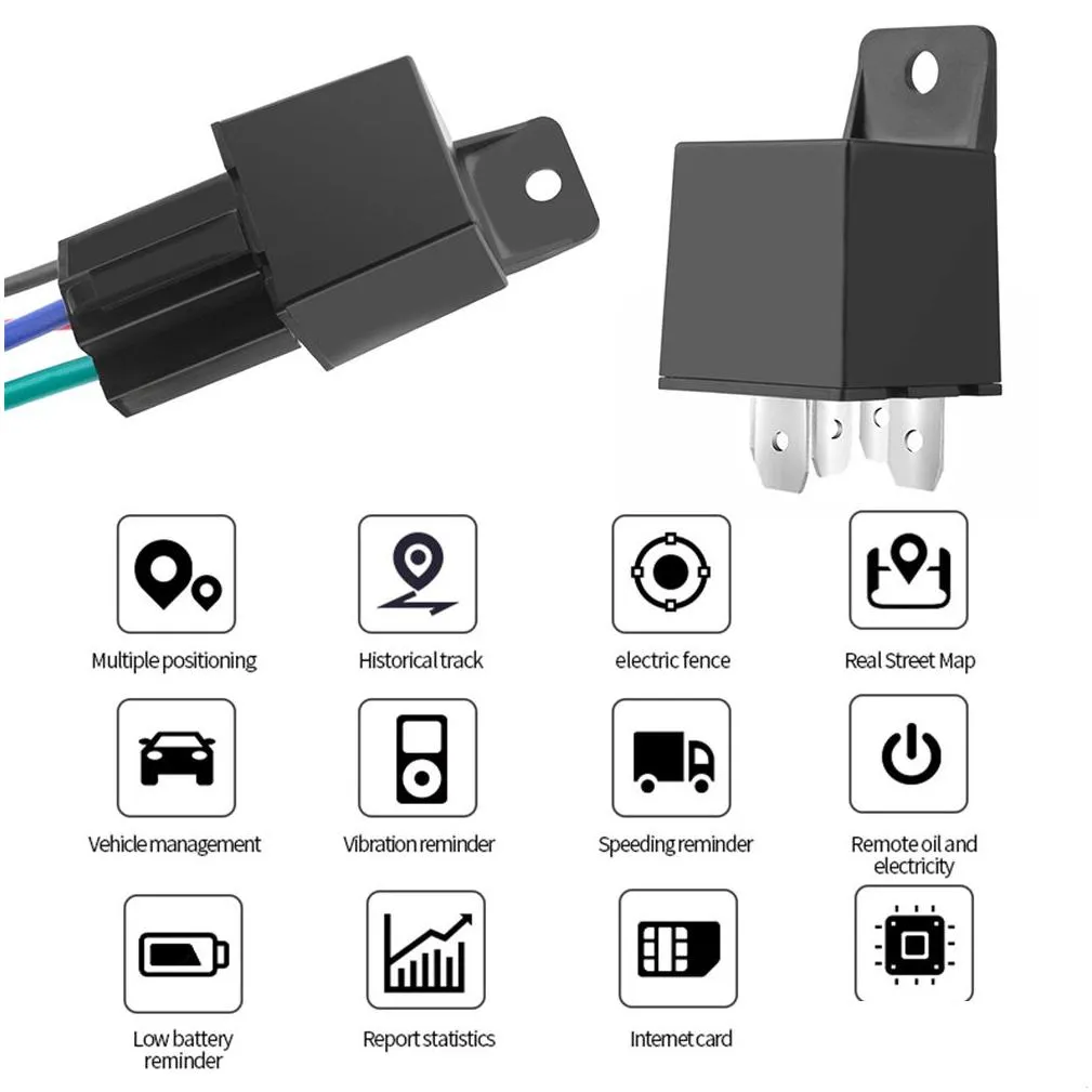 Anti-theft Car Relay GPS Tracker GSM Locator Remote Control Monitoring Cut Off Oil Power Online APP Tracking System