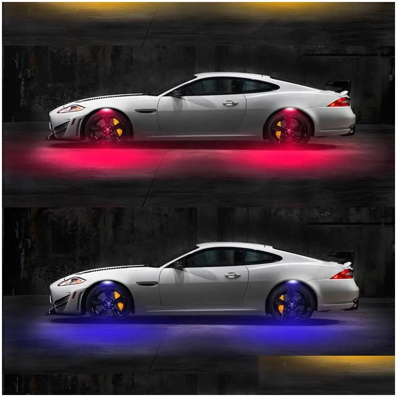 Car Wheel Tyre Lights Eyebrow Lght Atmosphere LED Auto Wheels Eyebrows Neon Tire Flash Night Lamp With 7 Colors