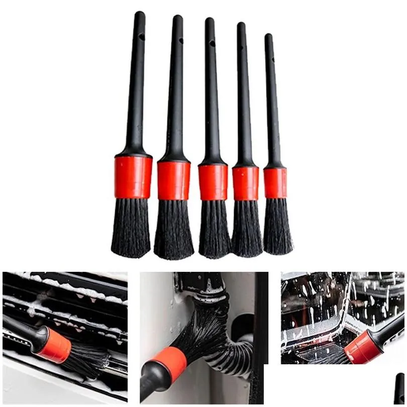 5pcs Car Detailing Brush Glass Cleaner Tool Auto Cleaning Car Cleaning Detailing Set Dashboard Air Outlet Clean Brush Tools Car Wash