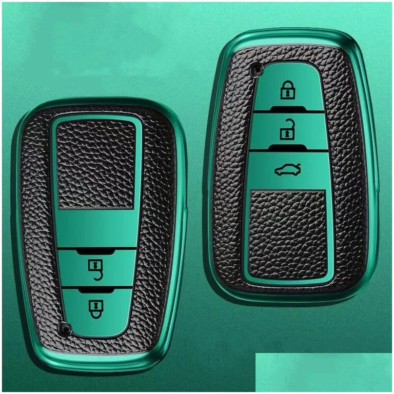 2 Button 3 Buttons Auto Keys Cover Leather TPU Key Case Accessories Cars Protect Cover For  Prius Camry Corolla C-HR CHR RAV4