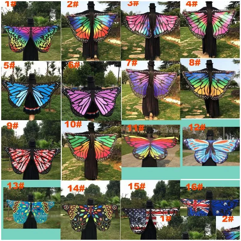 Women Scarf Pashmina Butterfly Wing Cape Peacock Shawl Wrap Gifts Cute Novelty Print Scarves Pashminas 18 colors