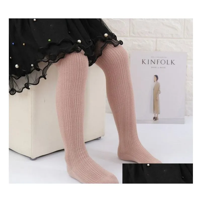 Fall Kids tight girls Vertical stripe leggings children cotton knitting tights Girl dance stocking pantyhose F0208