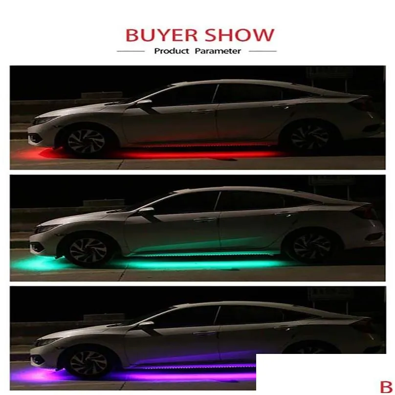 Car Flexible Underglow Strip Light LED Underbody Remote /APP Control RGB Neon Lights Auto Decorative Ambient Atmosphere Lamp