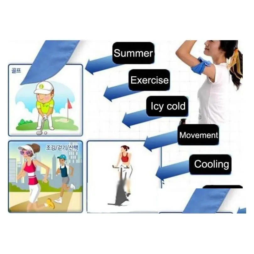 Cold cooling Performance towel Summer cooling towels sports outdoor ice cold scarf scarves Pad neck tie wristband headband beach