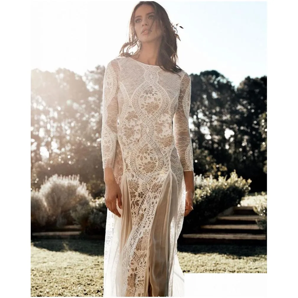 New Exquisite Lace Wedding Dress 2023 Boho Chic Long Sleeve Backless Bridal Gowns Summer robe de mariage