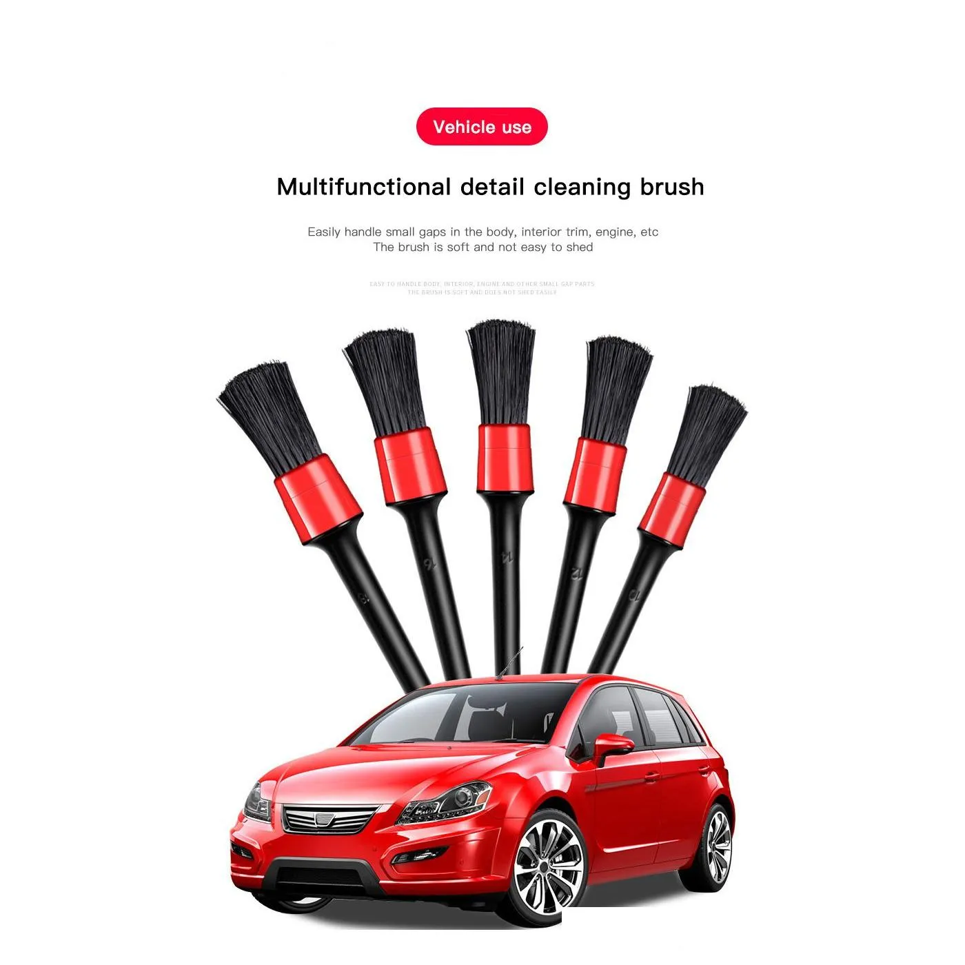 New Car Detail Cleaning Brush 5 Different Sizes Car Detailing Brush Set for Cleaning Car Interior Air Vent Automotive Brushes Kit