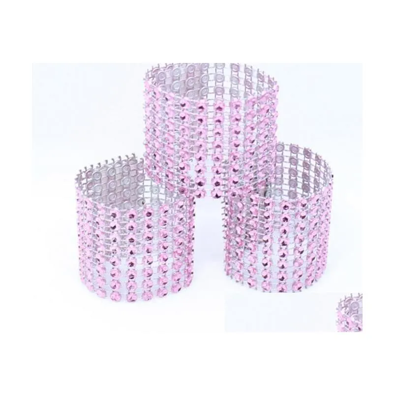 Rhinestone Mesh Wrap Napkin Ring Holder Table Serviette Holder Buckle Strap Chair Sash Wedding Party Christmas DIY Decoration