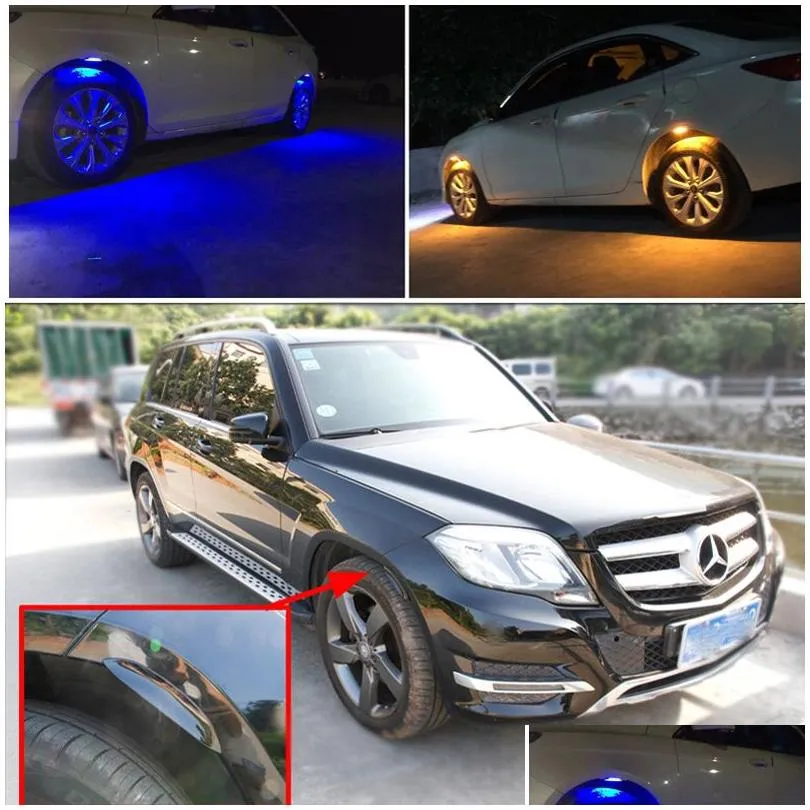 Car Wheel Tyre Lights Eyebrow Lght Atmosphere LED Auto Wheels Eyebrows Neon Tire Flash Night Lamp With 7 Colors