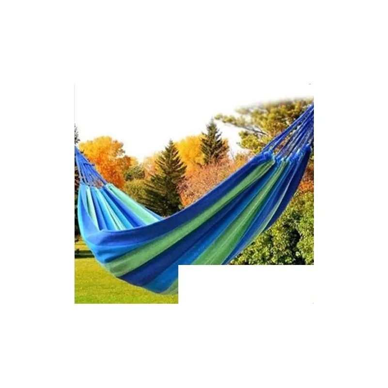 Travel Camping Canvas Hammock Outdoor Swing Garden Indoor Sleeping Rainbow Stripe Double Hammock Bed 280X80cm drop shipping gift