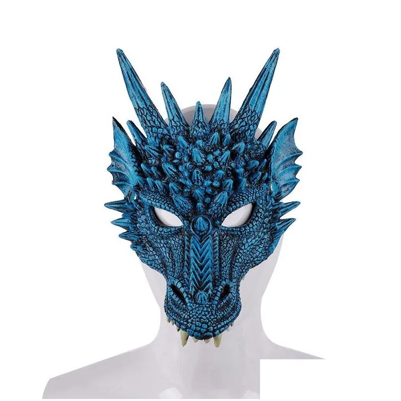 New Halloween Props 3D Dragon Mask Half Face Masks For Kids Teens Halloweens Costume Party Decorations Adult Dragons Cosplay Prop