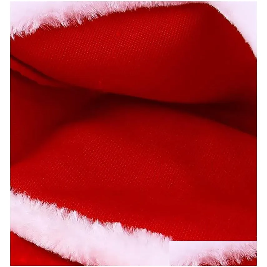 christmas santa hat deluxe party plush hats red white thick coral velvet for kid adult children men women