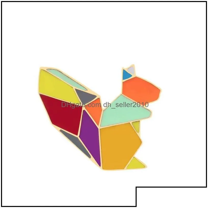 Pins Brooches Origami Splicing Brooch Rabbit Whale Penguin Enamel Pins Metal Lapel Pin Badges Jewelry 594 H1 Drop Delivery 2021 Dhsel