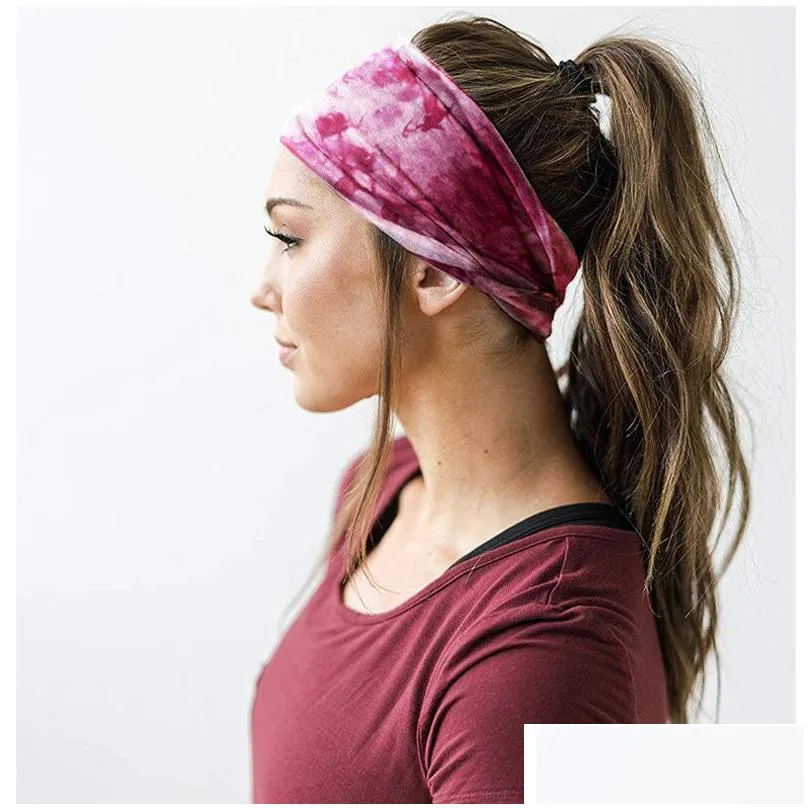 tie dye boho wide cotton stretch women girls headband fascinator hair accessories turban headwear bandage hair bands bandana headpiece