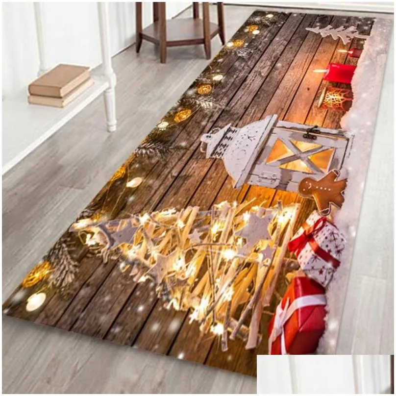 Carpets 40X12/60X180CM Merry Christmas Area Rugs Carpet Floor Mat For Home Kitchen Living Dining Room Playroom Decorations Textile