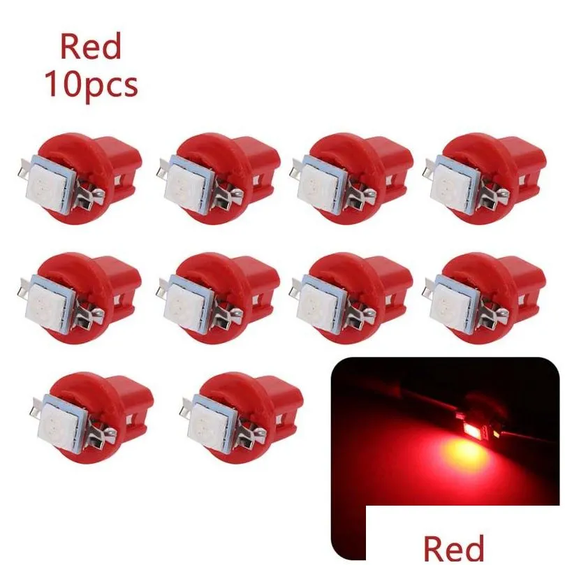 10Pcs/Set LED Light Car Gauge Speed Dash Bulb Dashboard Instrument Lights Wedge Interior Lamps B8.5D 509T B8.5 5050 1 SMD T5 LED-Lamp