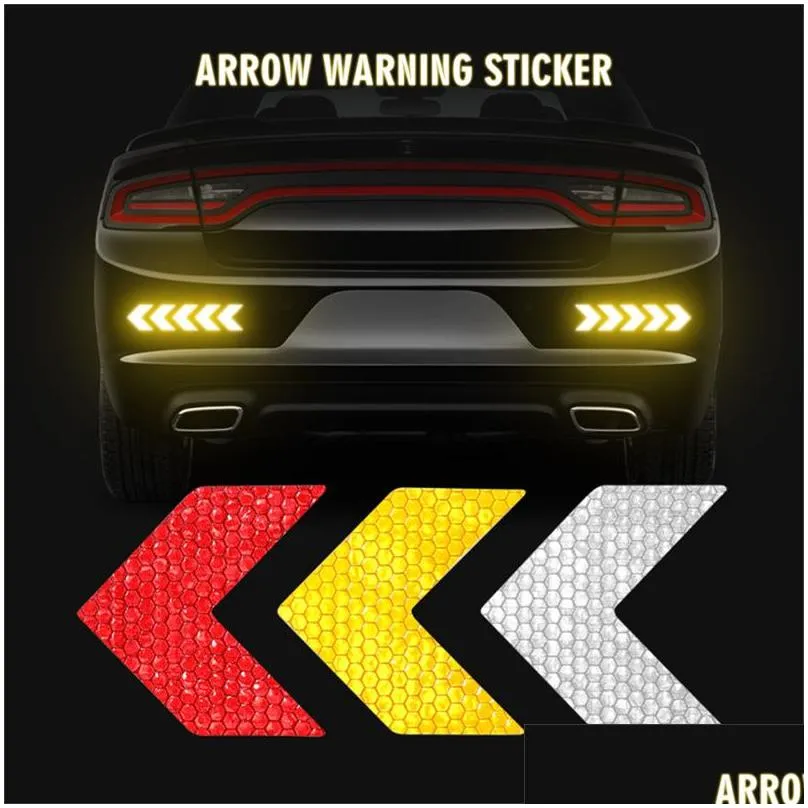 Vehicle Reflective Warnings Sticker 10PCS Tail Warning Decals Arrow Sign Tape Decals For Auto Motorcycle Bar Bumper Door Racing Truck Safety