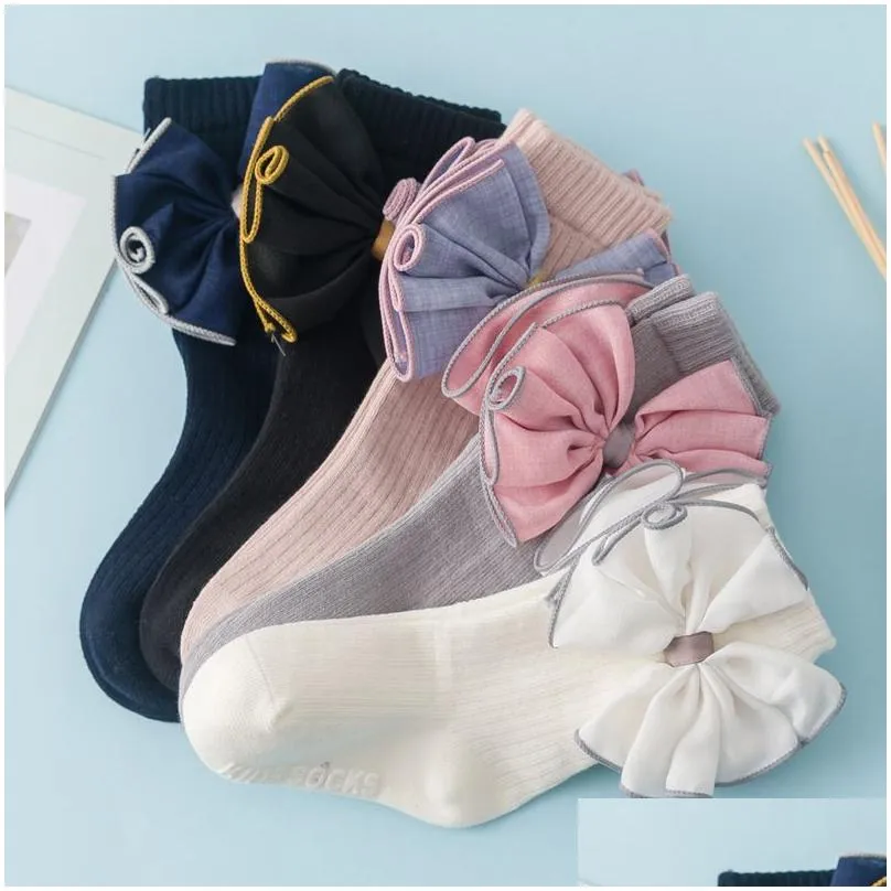 Fashion Girls Bow socks INS chidren Cloth big Bows princess socks kids cotton knitting legs A8945