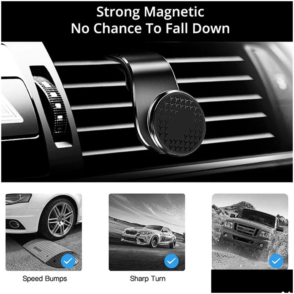 Magnetic Hands Free Phone Holder Car Phone Holder Air Vent Clip Mount Rotation Satnav GPS Support For Adjustable Mobile Phone Stand In