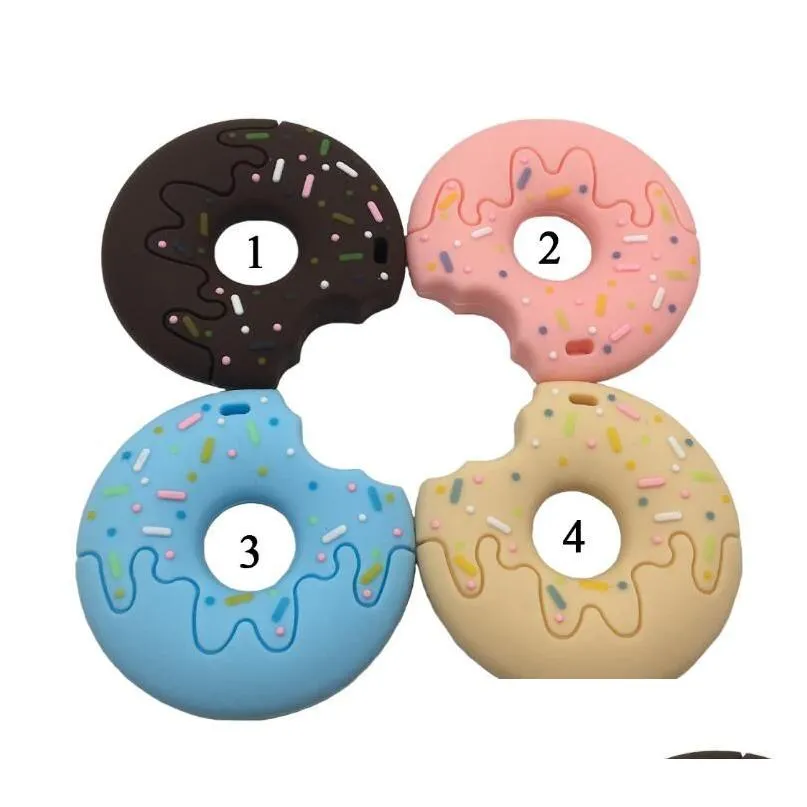 Baby Safety Silicone Teether Grinding  Donut Pendant Teether Baby Bites Chew Toys for Newborn Boy Girls Dental Care