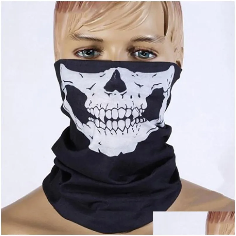 3D Skull Ghost Motorcycle Face Mask Neck Gaiter Motorbike Skeleton Tube Scarf Bandana Moto Biker Head Shield Balaclava Masks