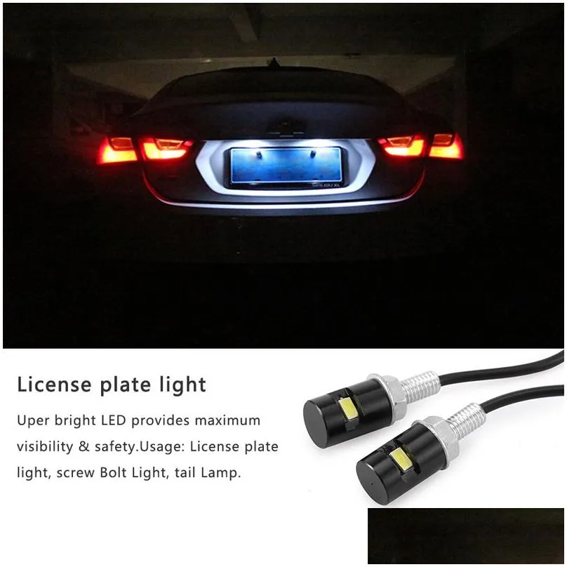 1pcs tail number license plate lamp accessories screw bolt light white led car auto motorcycle universal 12v car styling