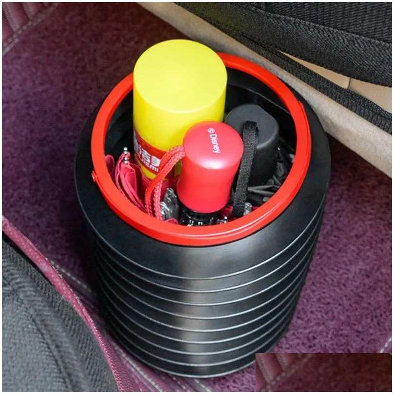 Car Trash Bin Can Foldable 4L Auto Storage Box RV Bucket Wastebasket Container Trash Bin Car Accessories Auto For Cars