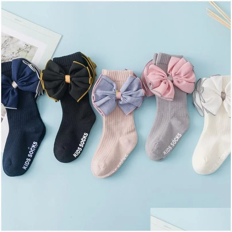 Fashion Girls Bow socks INS chidren Cloth big Bows princess socks kids cotton knitting legs A8945